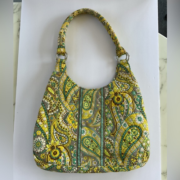 Vera Bradley Lemon Parfait Large Hobo Shoulder Bag Handbag Purse Retired - Picture 3 of 10